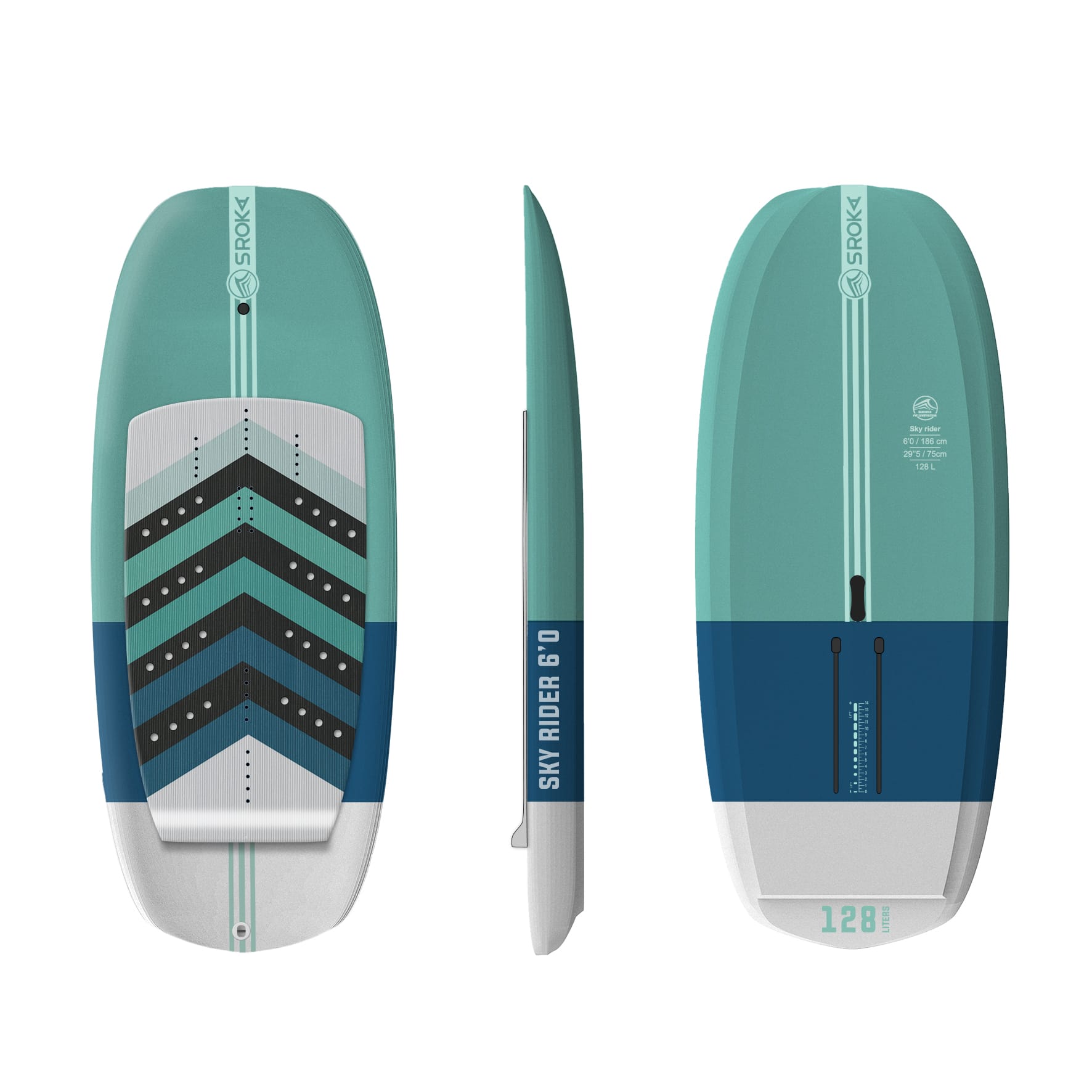 wing foil board §40 x120 L sky rider, Shape de la planche de wing foil débutant Sky Rider